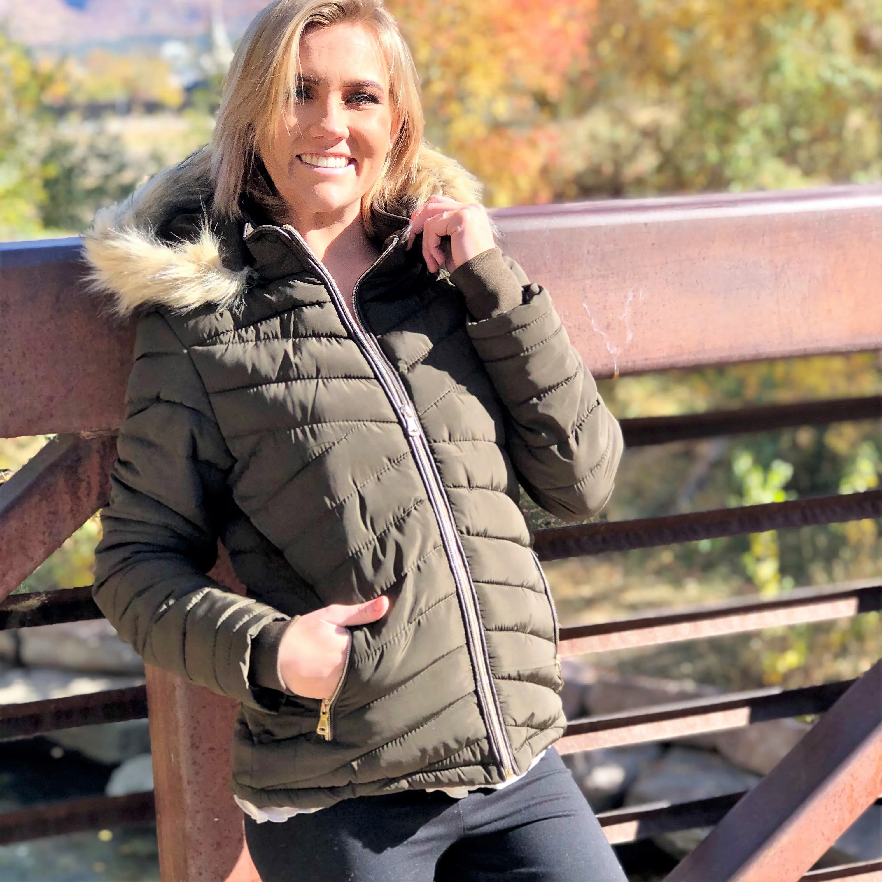 Parka Jacket with Faux Fur Hood