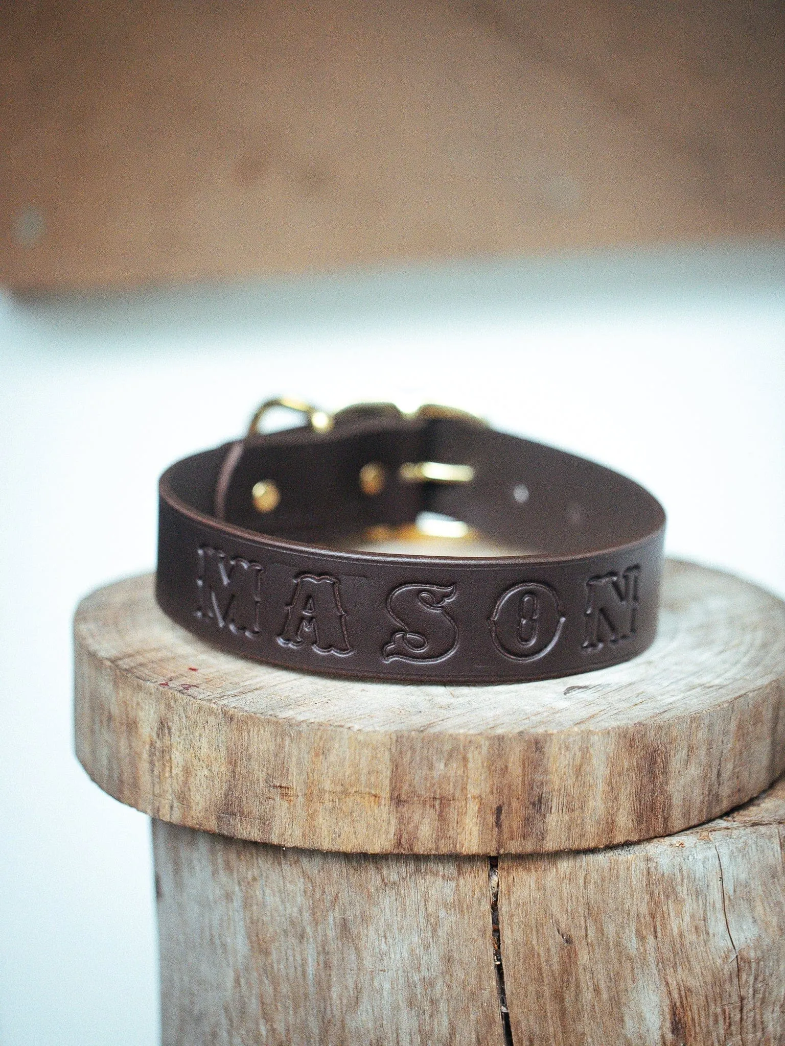 Personalised Dog Collar 38mm Wide - Dark Brown
