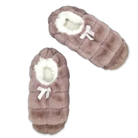 Pink Faux Fur Quilted Fuzzy Babba  Slipper Sock