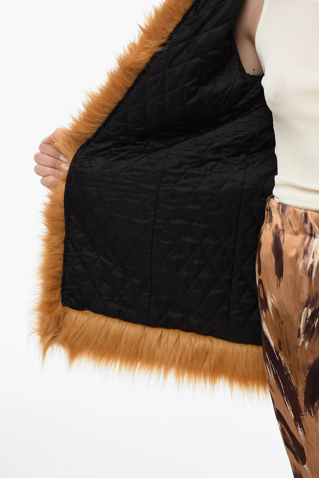 Saint Laurent Faux-fur Coat without Fastening