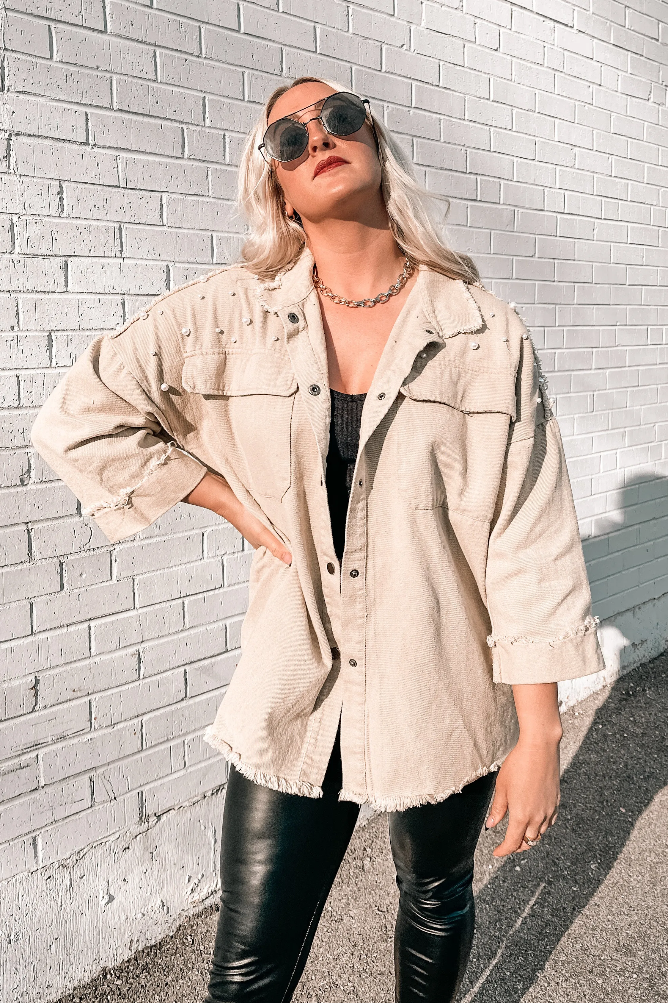 Saturn Pearl Studded Denim Jacket