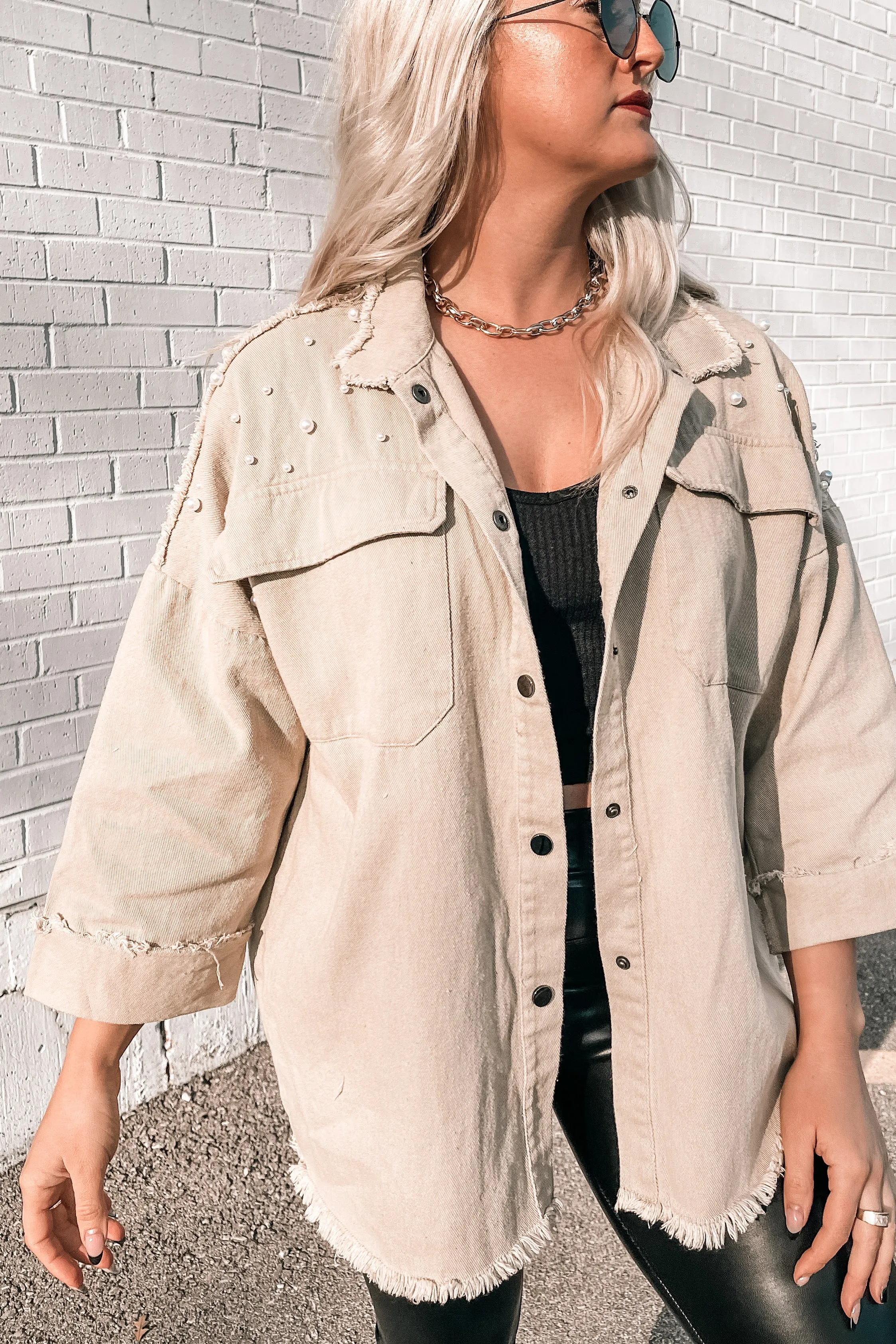 Saturn Pearl Studded Denim Jacket