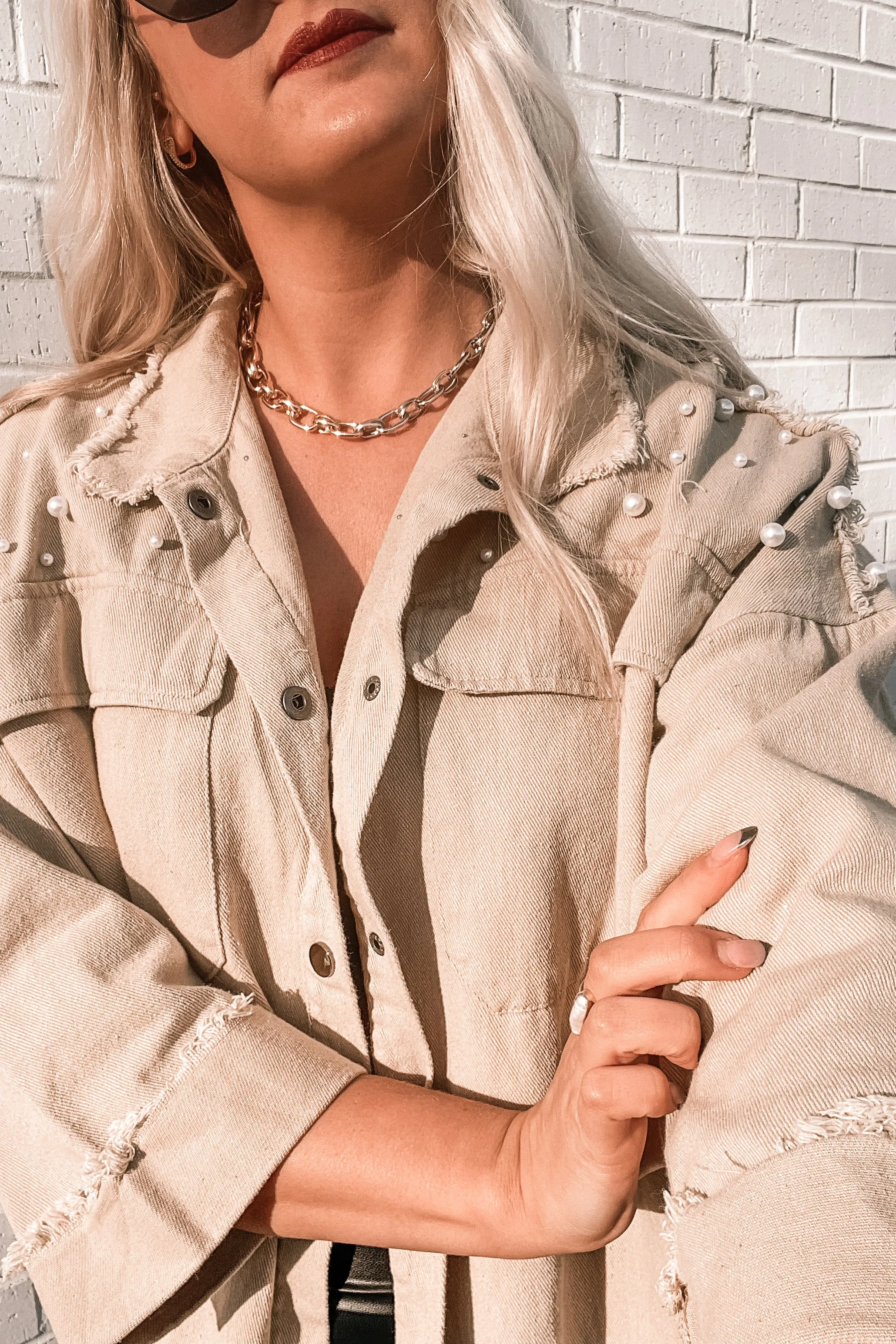 Saturn Pearl Studded Denim Jacket