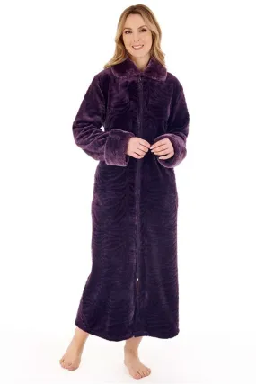 Slenderella HC88337 Purple Faux Fur Zip Housecoat