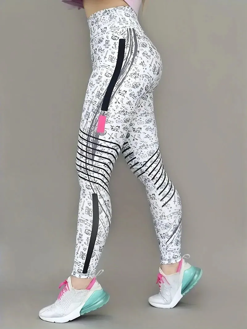 Small Icons Print Seamless High-Waist Yoga Pants – Booty Lifting Gym Leggings for Women’s Fitness Clothing