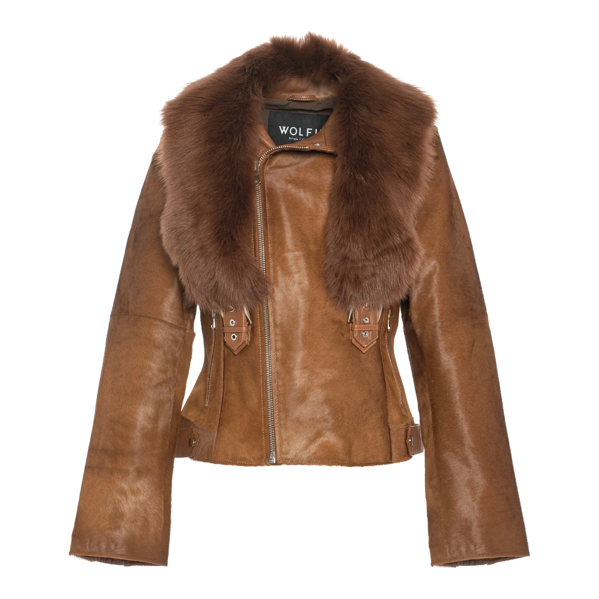 TARA Calf leather moto jacket