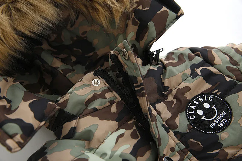 Thick Padded Jacket with Faux Fur Hood
