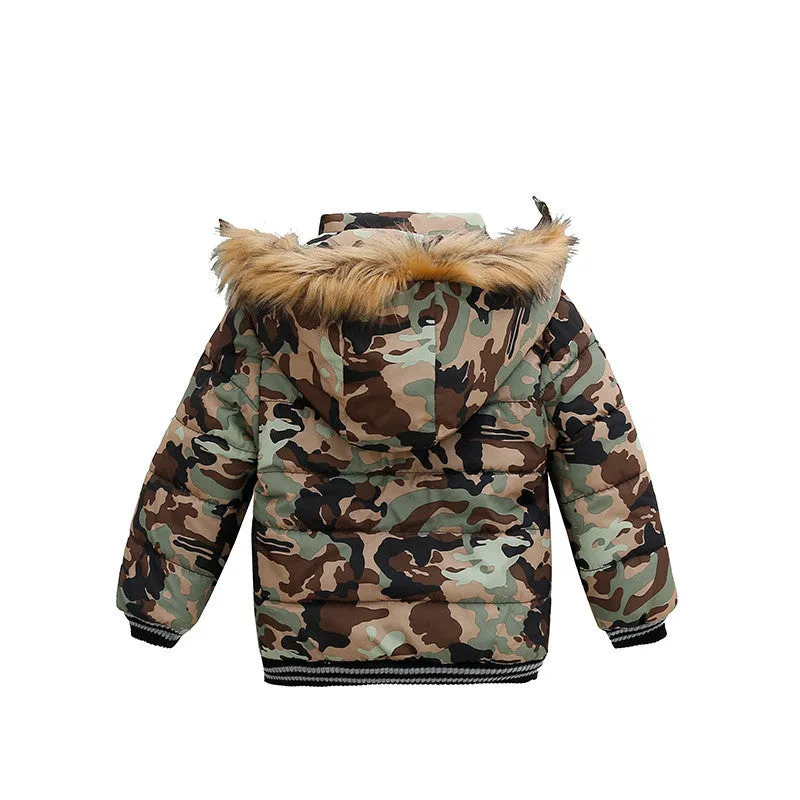 Thick Padded Jacket with Faux Fur Hood