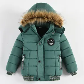 Thick Padded Jacket with Faux Fur Hood