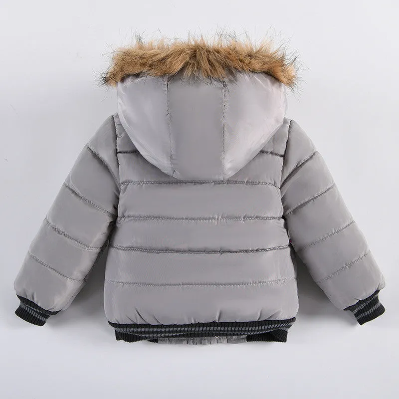 Thick Padded Jacket with Faux Fur Hood