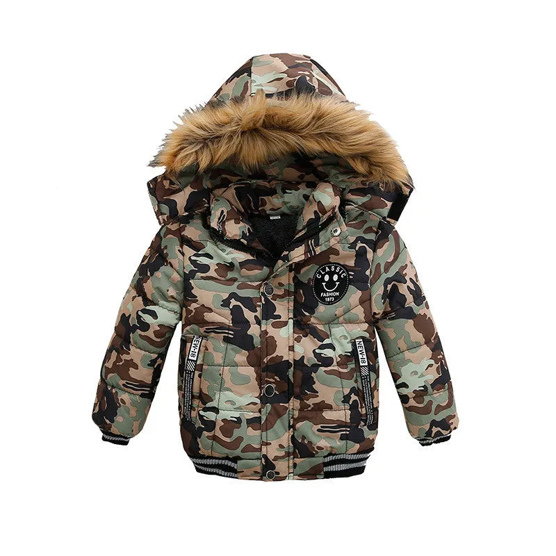 Thick Padded Jacket with Faux Fur Hood