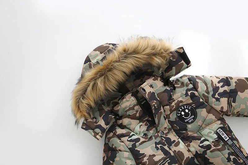 Thick Padded Jacket with Faux Fur Hood