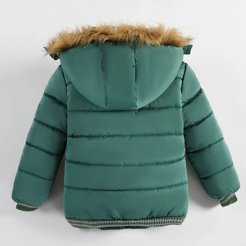 Thick Padded Jacket with Faux Fur Hood