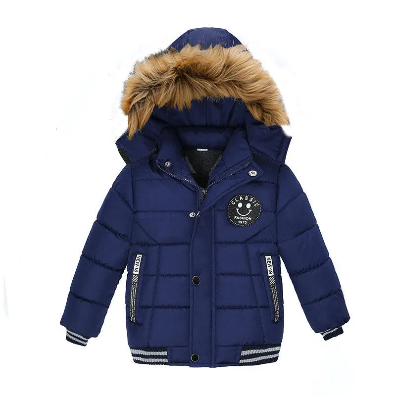 Thick Padded Jacket with Faux Fur Hood