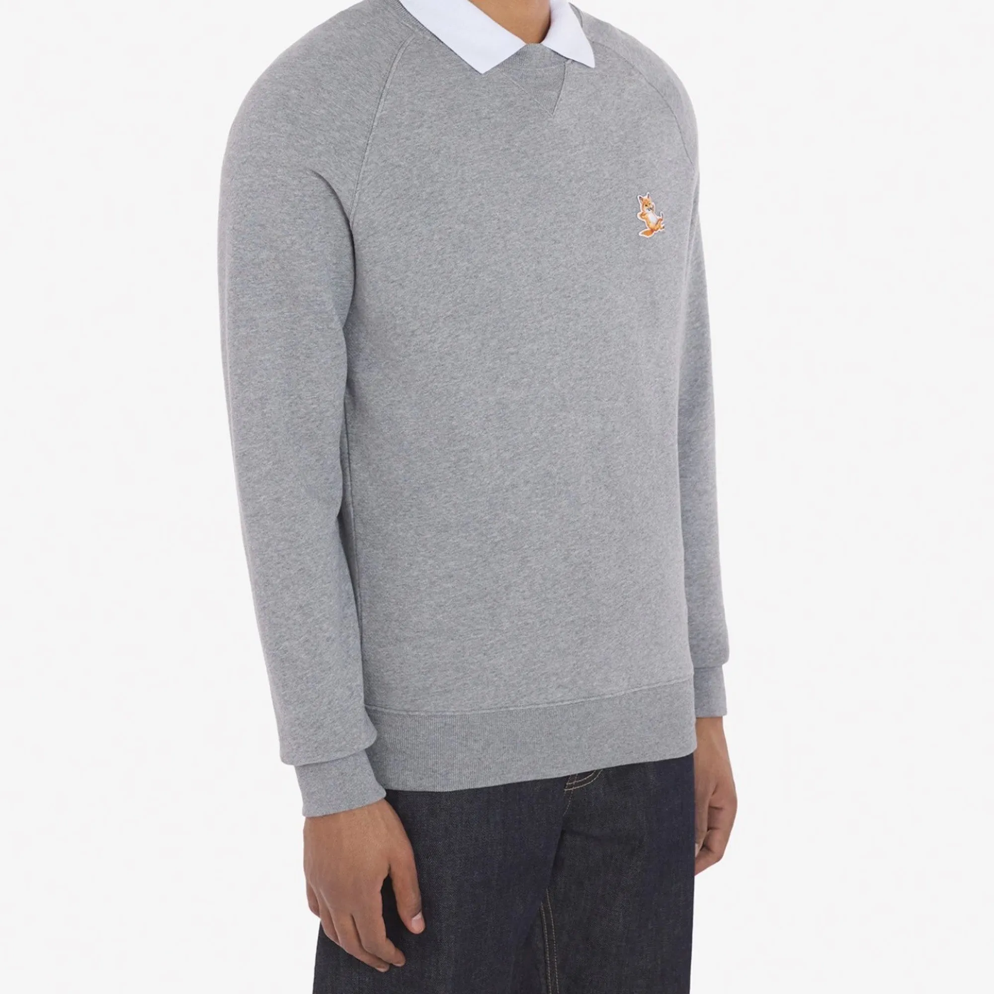 Unisex Chillax Fox Patch Classic Sweatshirt - Grey Melange