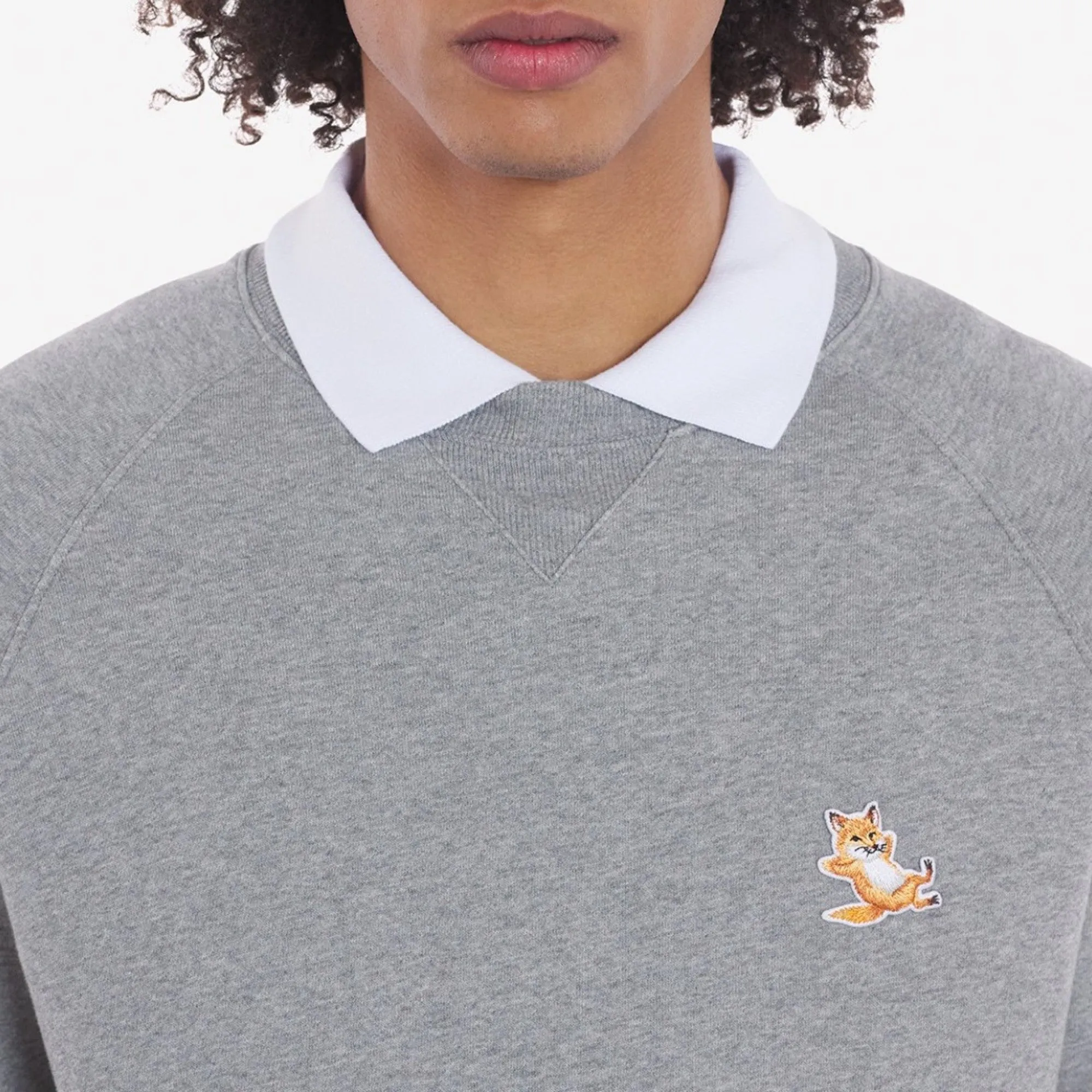 Unisex Chillax Fox Patch Classic Sweatshirt - Grey Melange