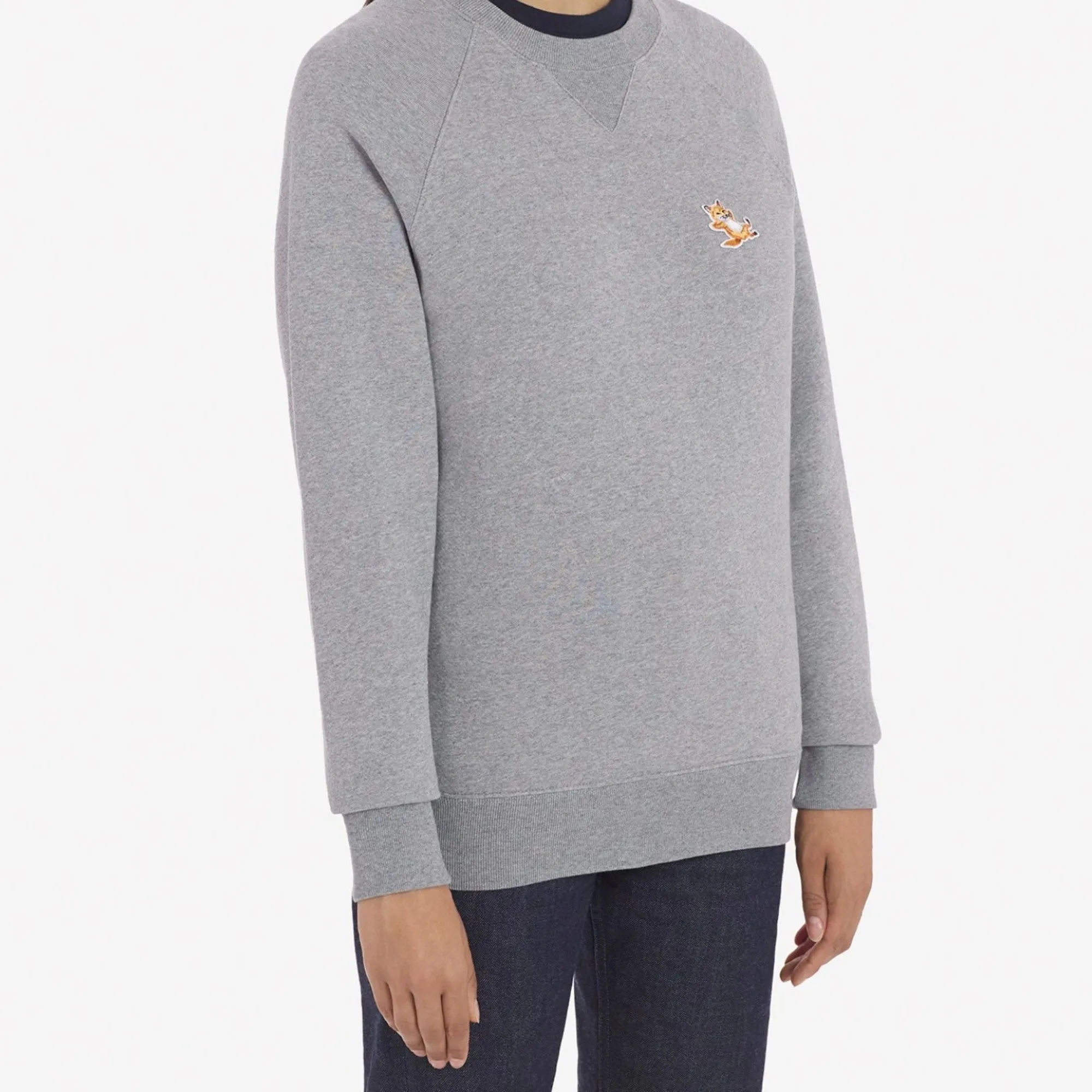 Unisex Chillax Fox Patch Classic Sweatshirt - Grey Melange
