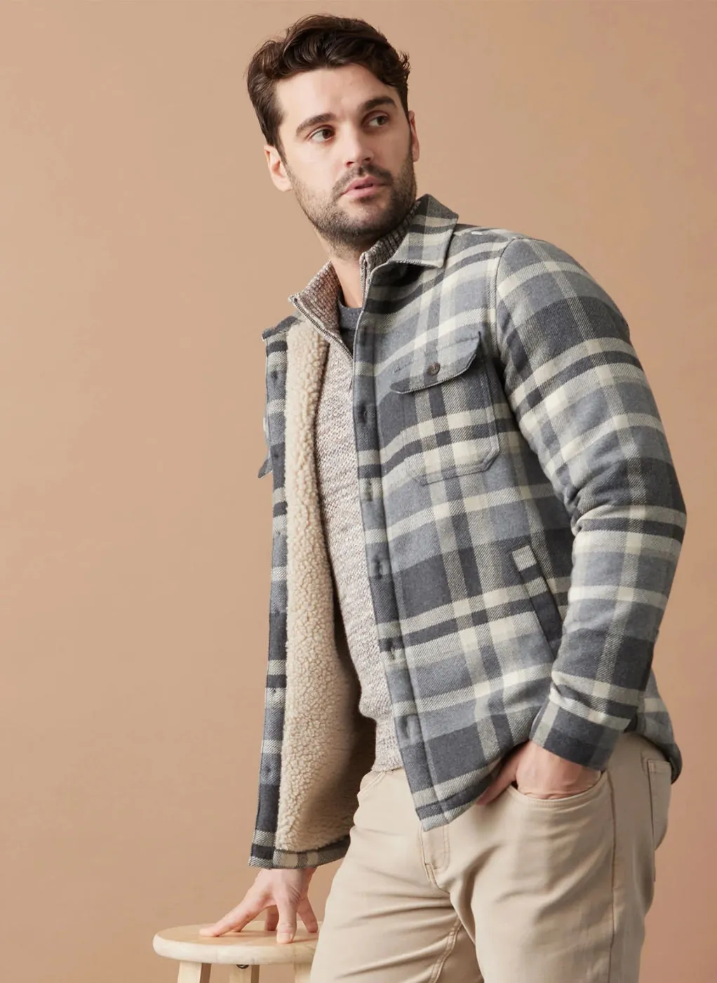 Vanceburg Sherpa Lined Shirt Jacket - Charcoal