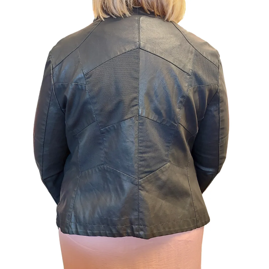 VASSALLI black PU leather jacket size 18