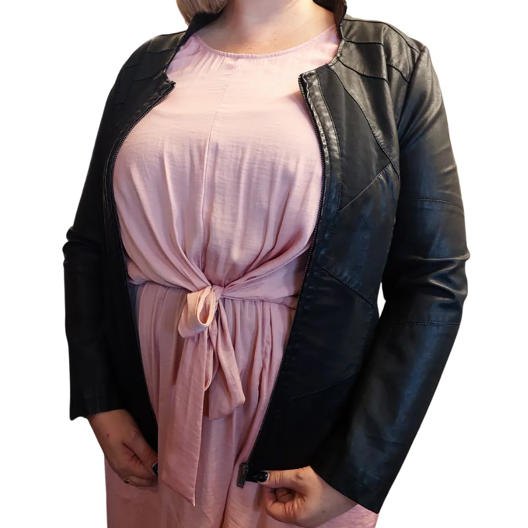 VASSALLI black PU leather jacket size 18