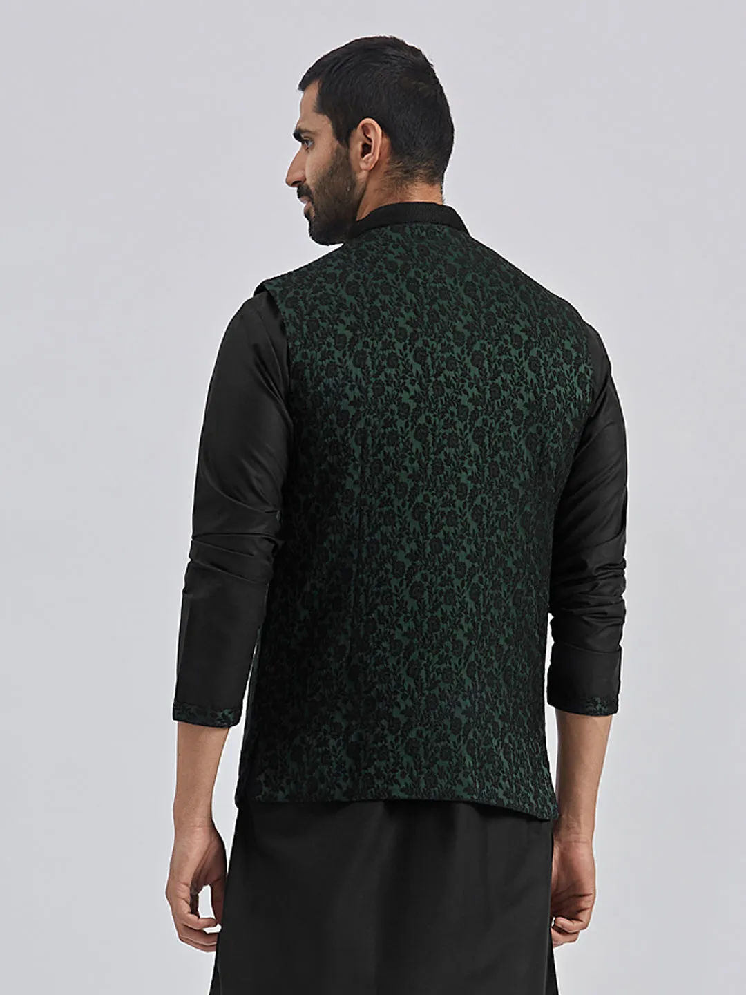 VASTRAMAY Men's Green - Nehru Jacket