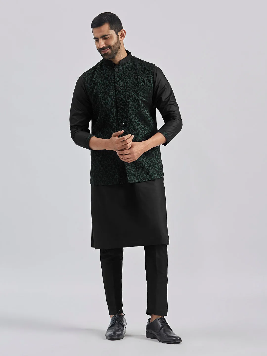 VASTRAMAY Men's Green - Nehru Jacket