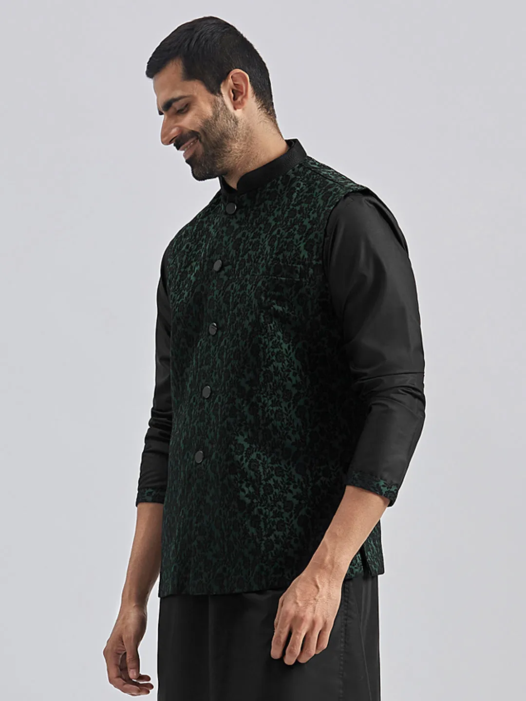 VASTRAMAY Men's Green - Nehru Jacket