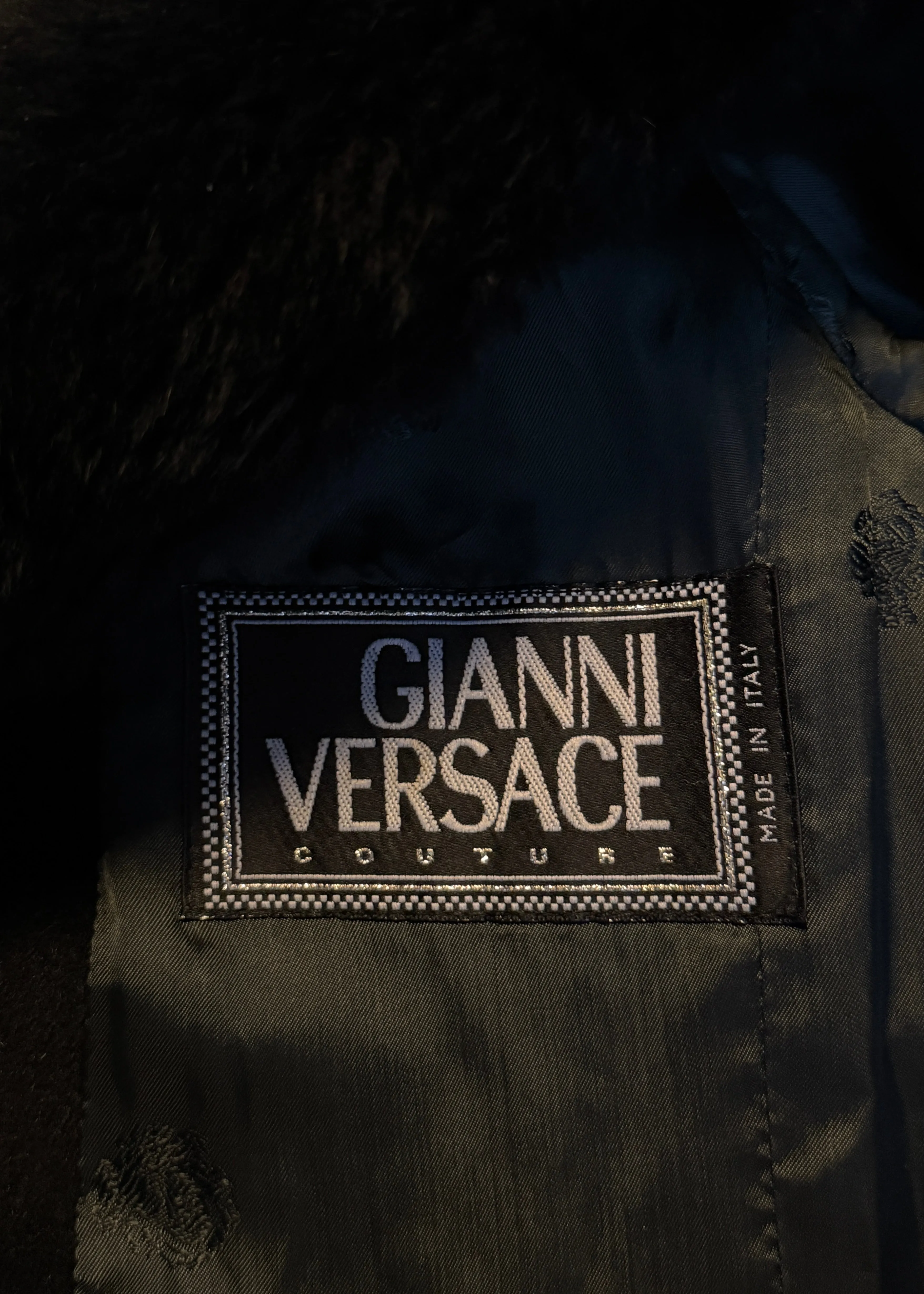 Versace Fall 1998 Black Fur Collar Jacket