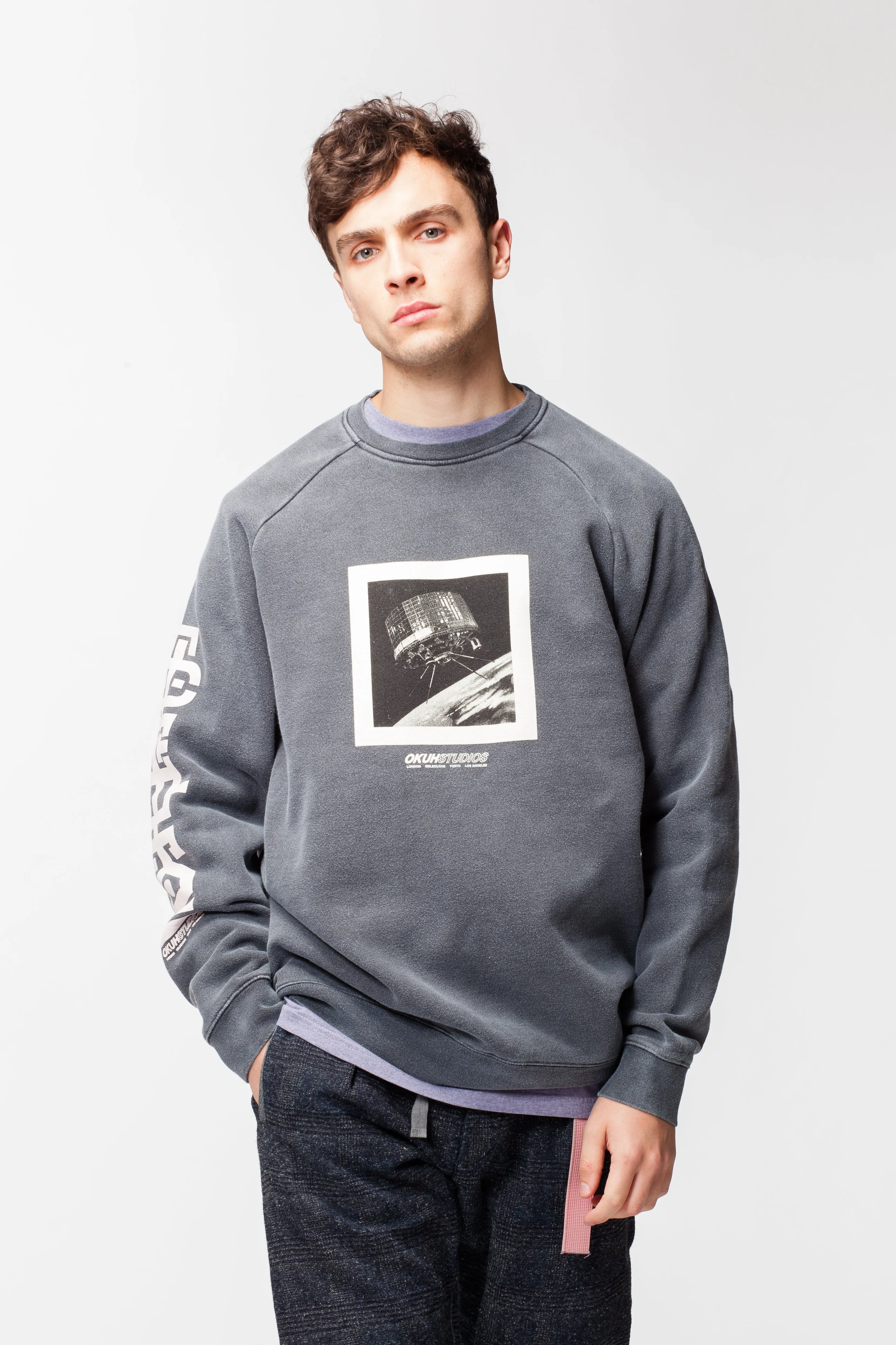 Vintage Black Satellite  Crew Sweatshirt