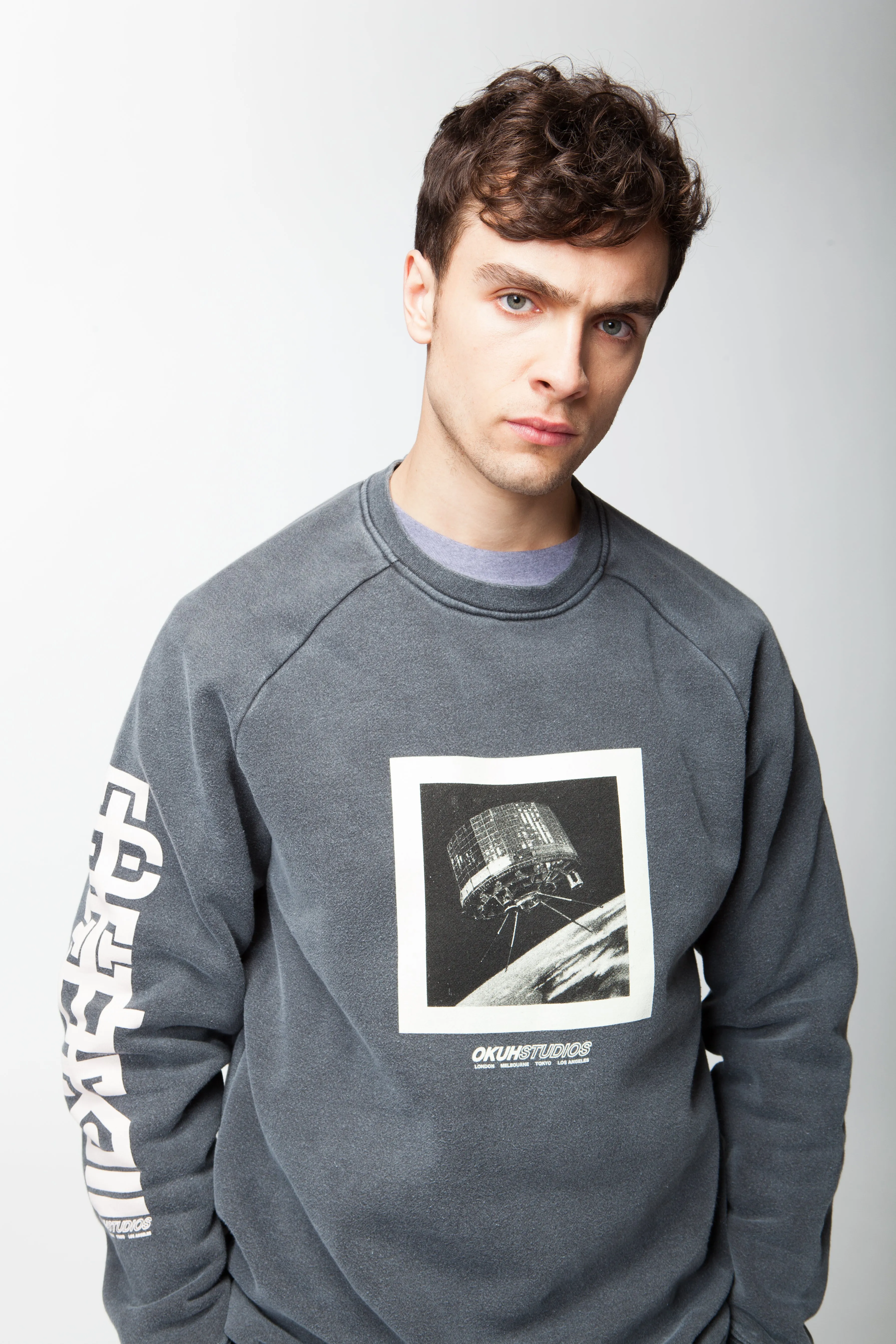 Vintage Black Satellite  Crew Sweatshirt