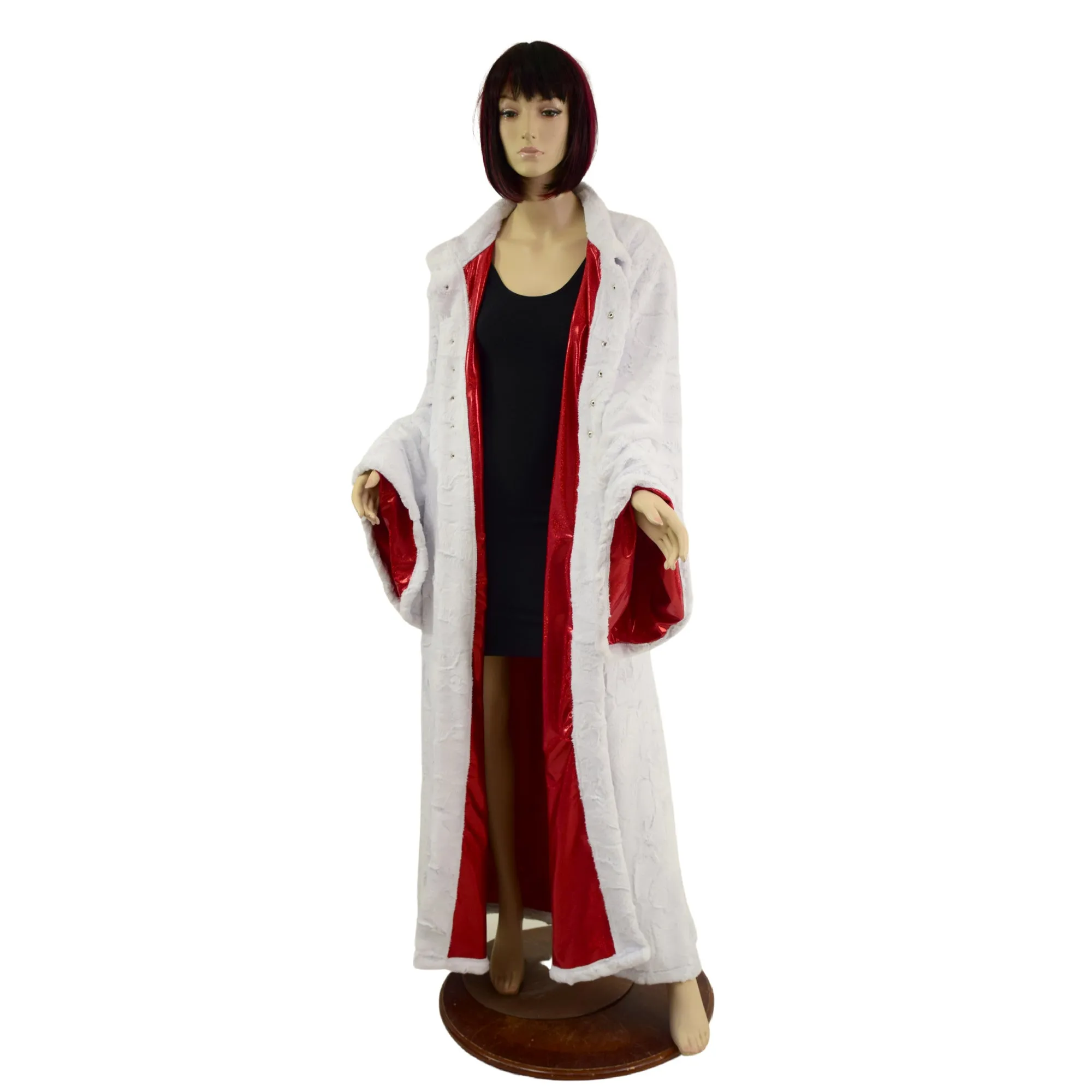 White Minky Robe with Red Sparkly Jewel Liner