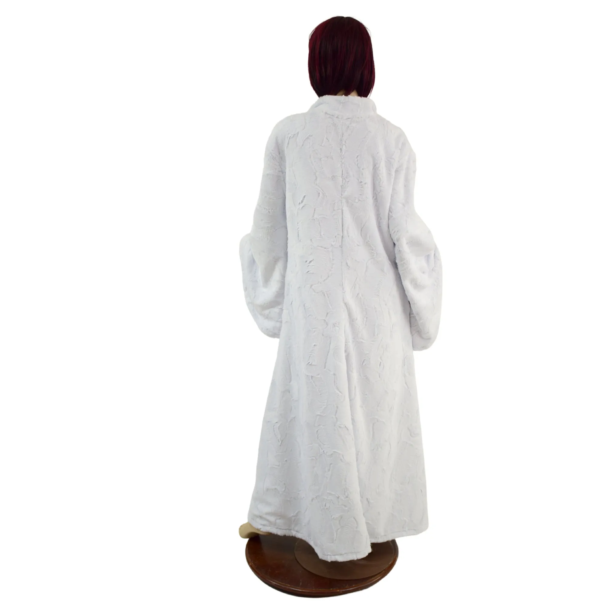 White Minky Robe with Red Sparkly Jewel Liner