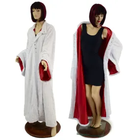 White Minky Robe with Red Sparkly Jewel Liner