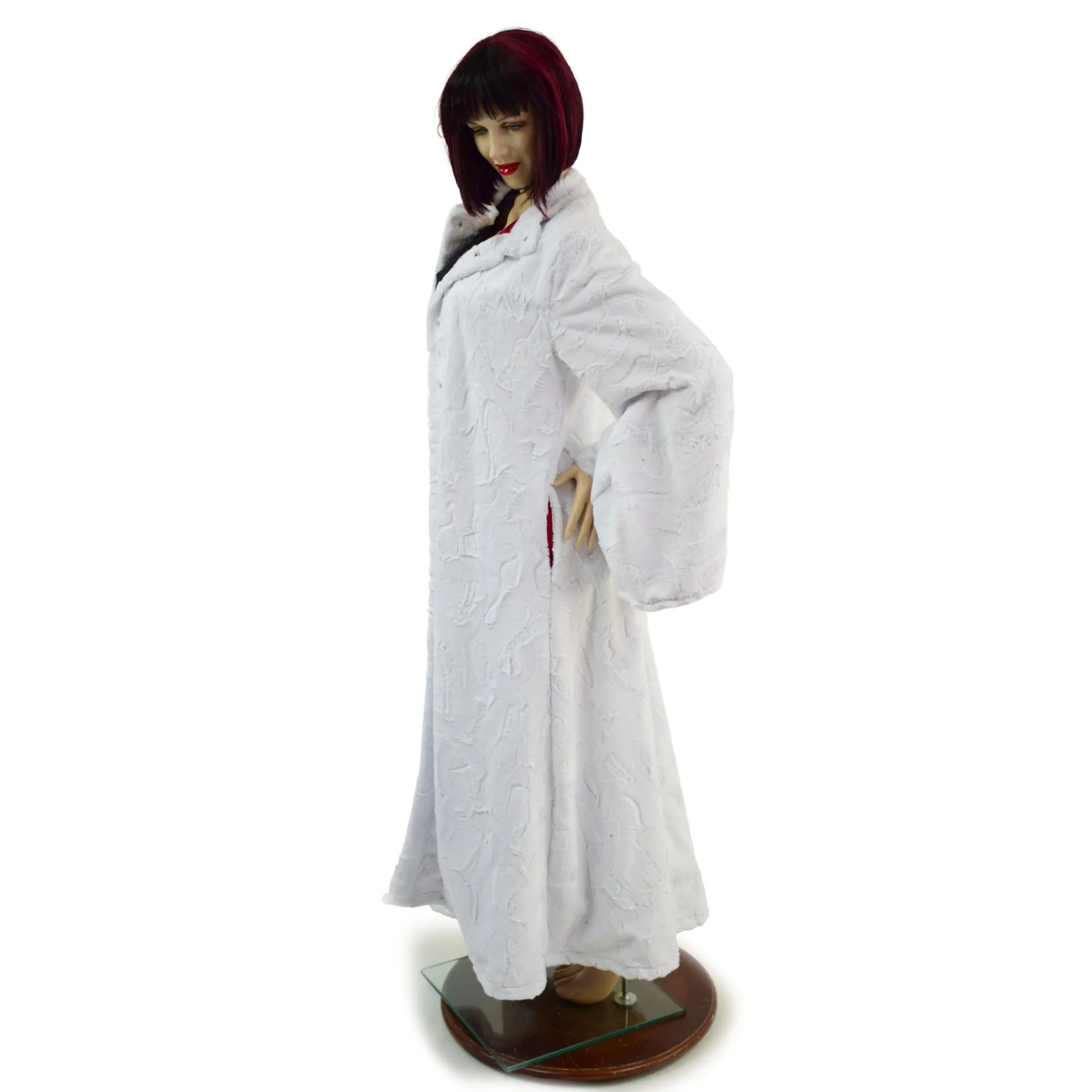 White Minky Robe with Red Sparkly Jewel Liner
