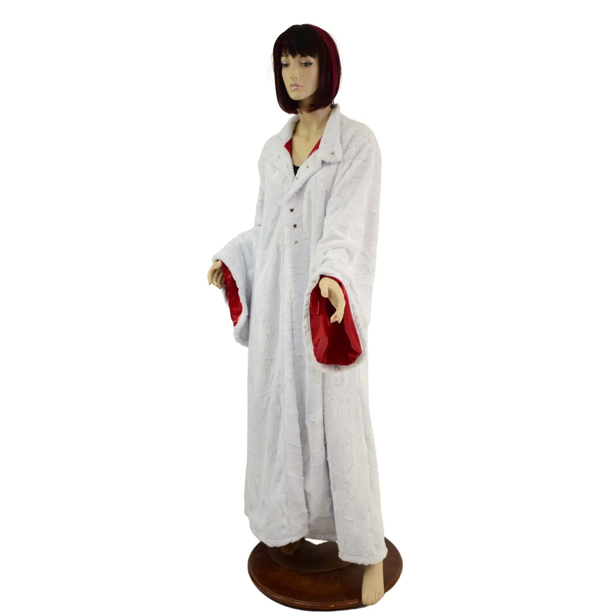 White Minky Robe with Red Sparkly Jewel Liner