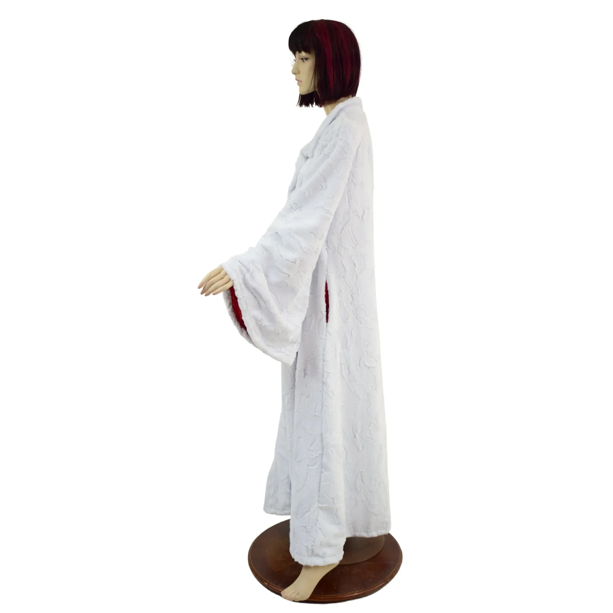 White Minky Robe with Red Sparkly Jewel Liner