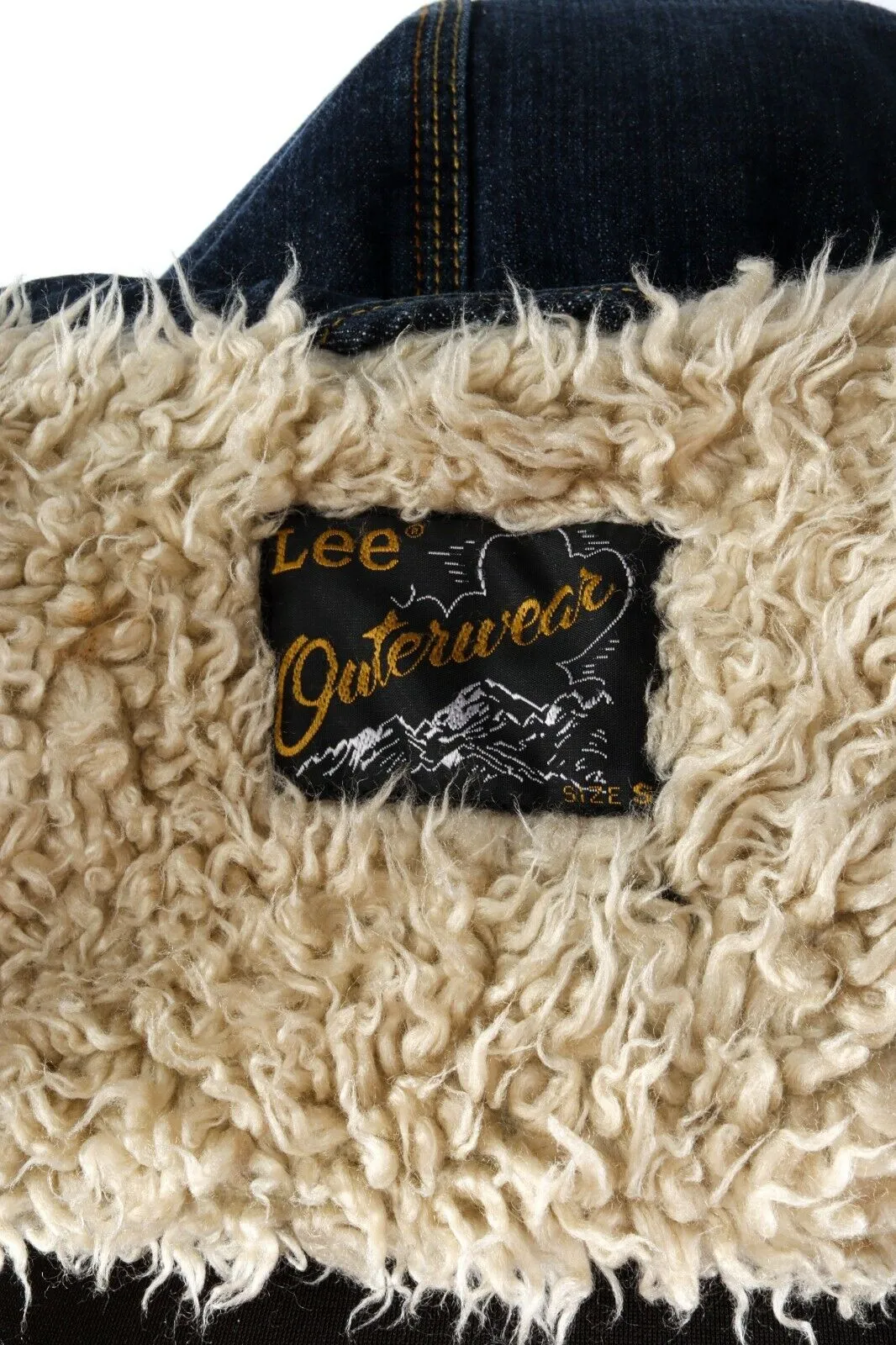 Women's LEE OUTERWEAR Navy Denim 100% Cotton Sherpa Rider Jacket Size s