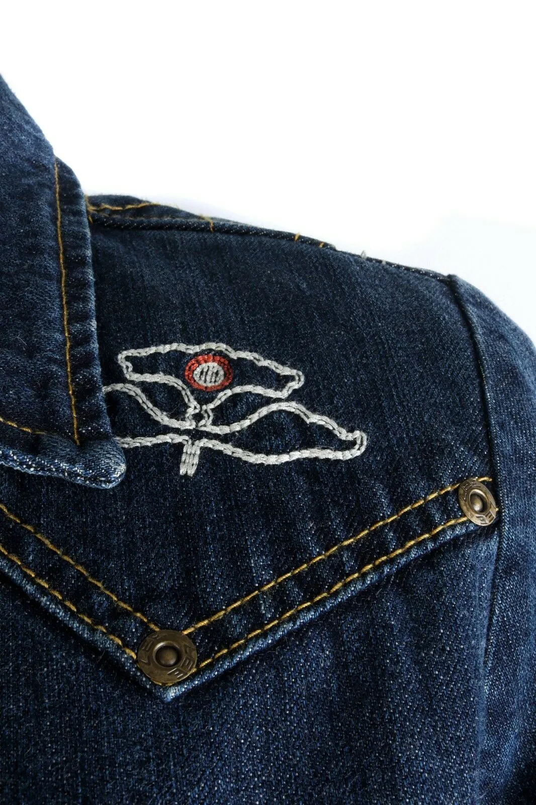 Women's LEE OUTERWEAR Navy Denim 100% Cotton Sherpa Rider Jacket Size s