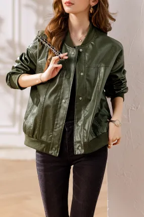 Womens Removable Hooded Faux Leather Jacket Biker Baseball Streetwear Coat