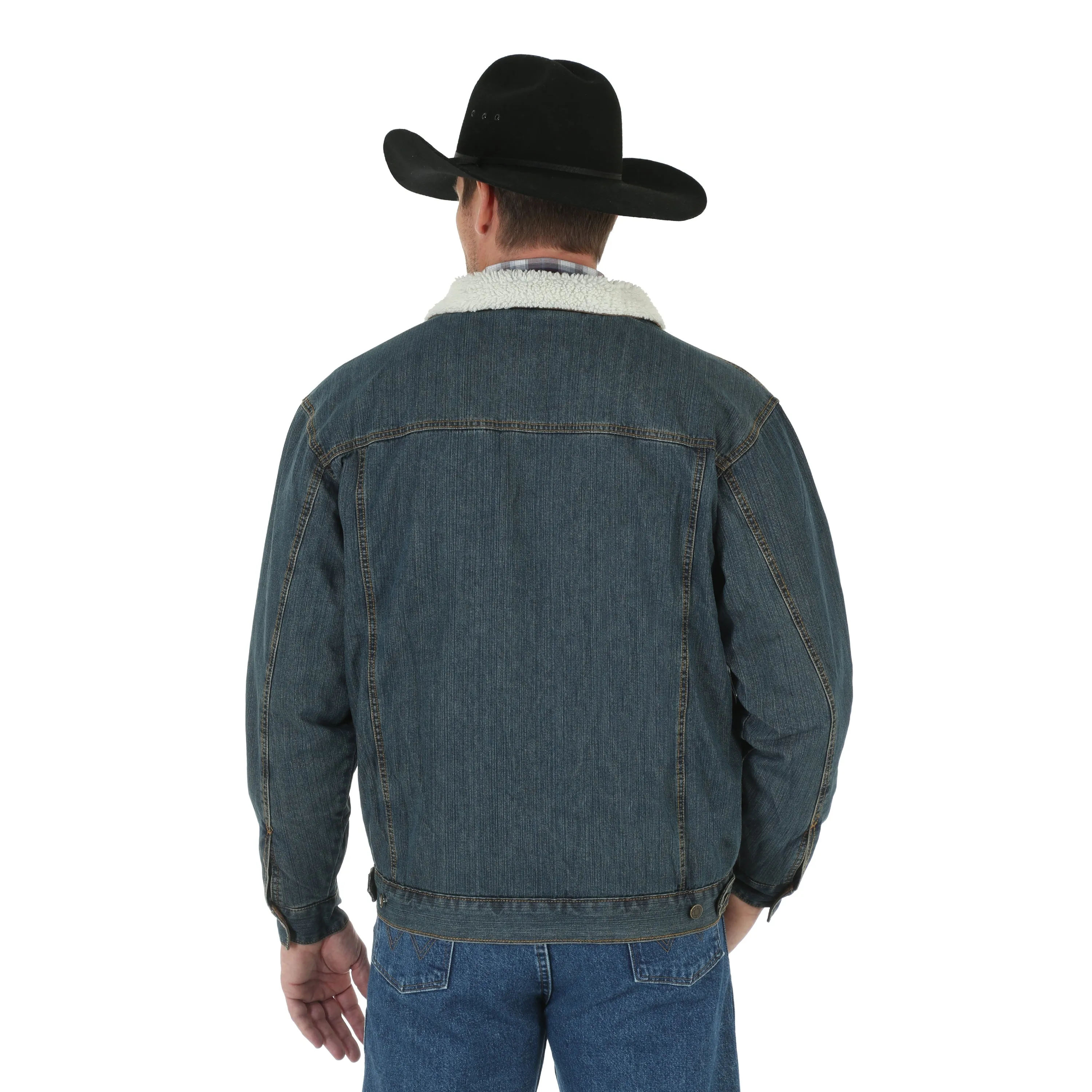 Wrangler Men's Sherpa Lined Rustic Denim Jacket