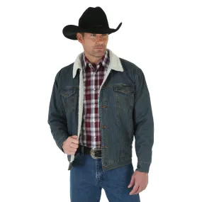 Wrangler Men's Sherpa Lined Rustic Denim Jacket