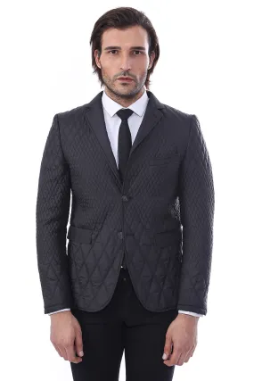 WSS 3 Pockets 2 Button Quilted Coat Jacket Black Short Coat- - Singen